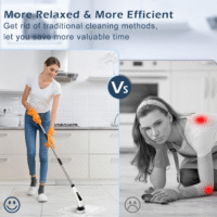 Bomves Cordless Electric Spin Scrubber – 8 Heads, 2 Speeds, 90-Min Runtime – Bathroom, Tile, Kitchen Cleaning Brush - Image 5