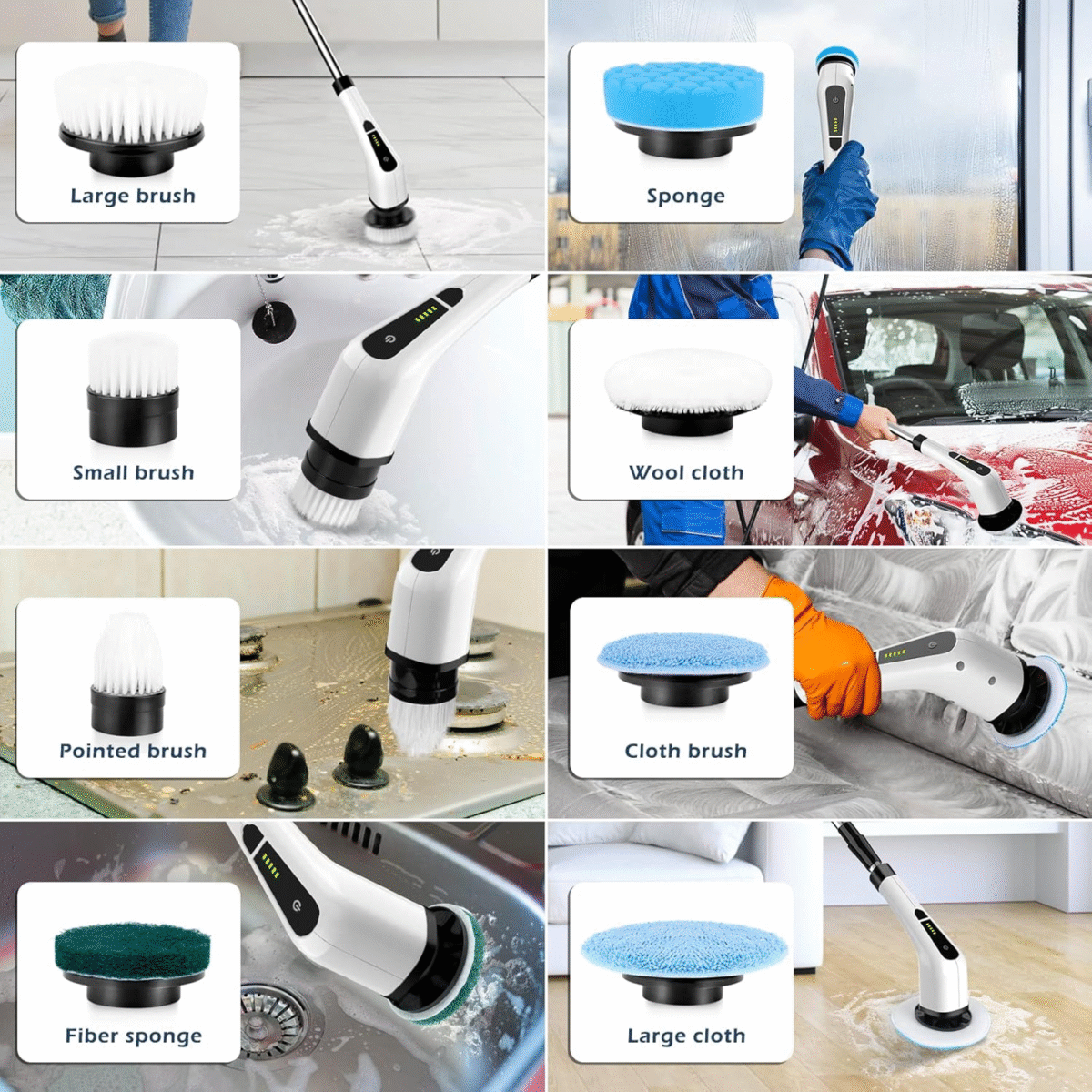 Bomves Cordless Electric Spin Scrubber – 8 Heads, 2 Speeds, 90-Min Runtime – Bathroom, Tile, Kitchen Cleaning Brush - Image 3